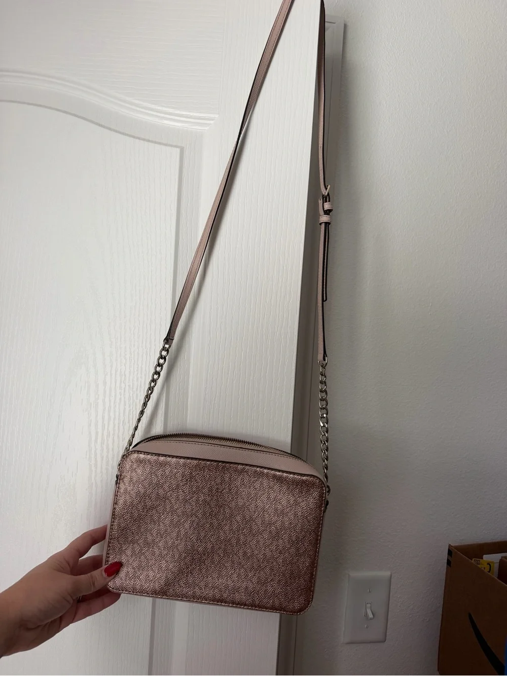 Michael Kors Metallic Rose Gold Crossbody Bag